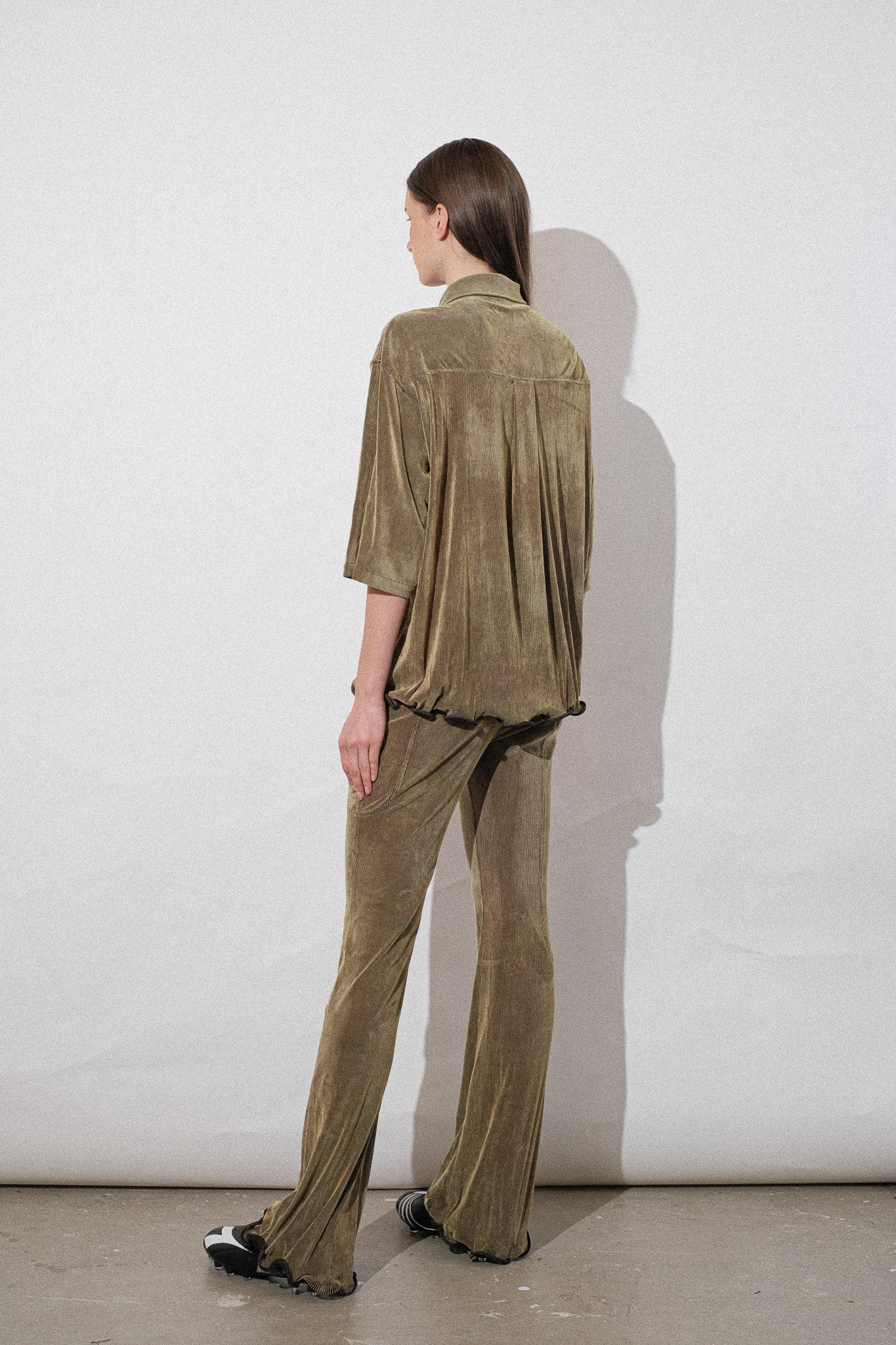 Coleman Skin Jersey Ruffle Hem Overshirt