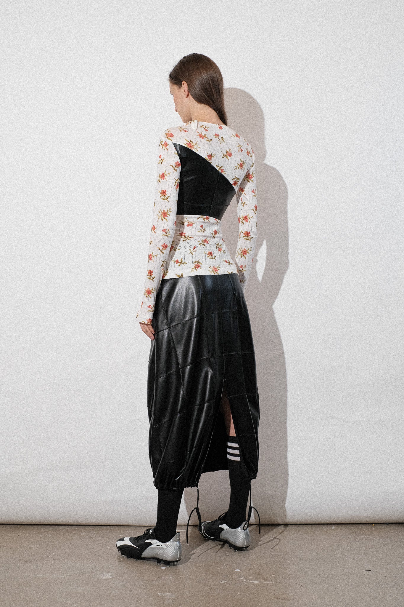 Floral Jersey Knots Pintuck Top