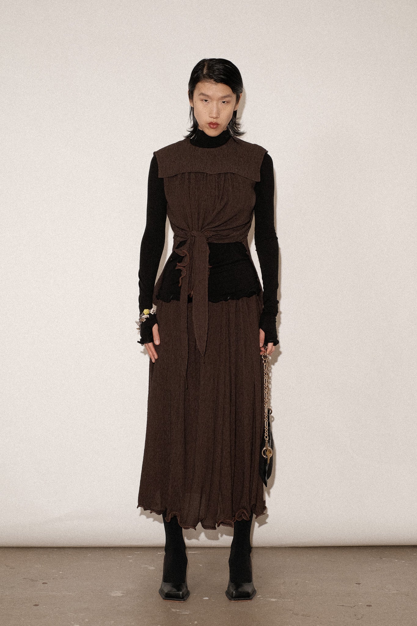 ZIMO Crinkle Lyocell Apron Tie Skirt