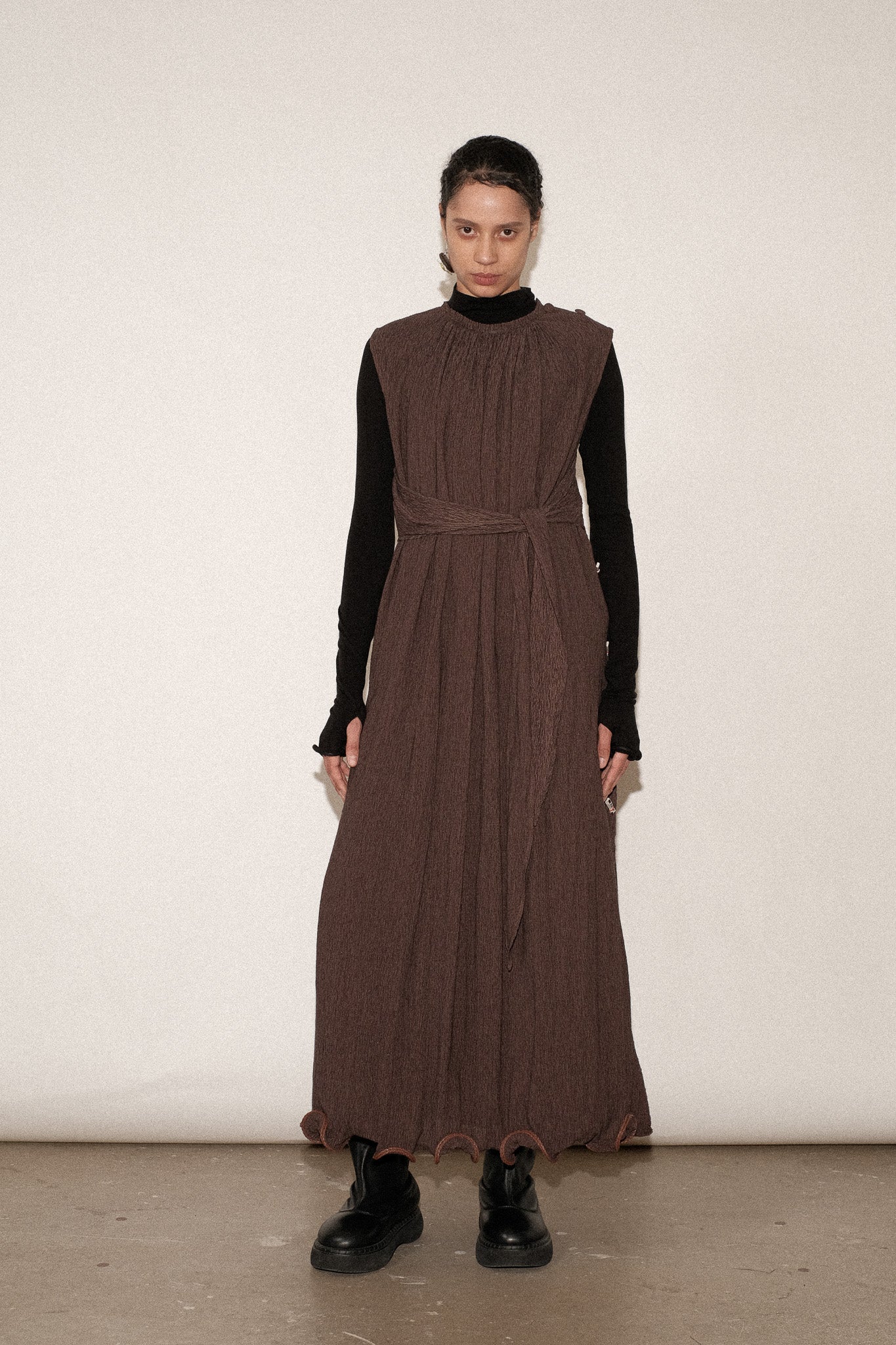 ZIMO Crinkle Lyocell Apron Tie Dress