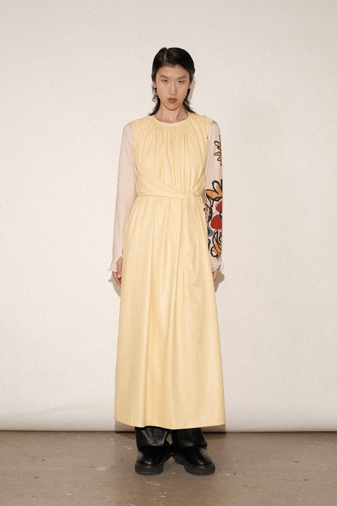 ZIMO Vegan Leather Apron Tie Dress
