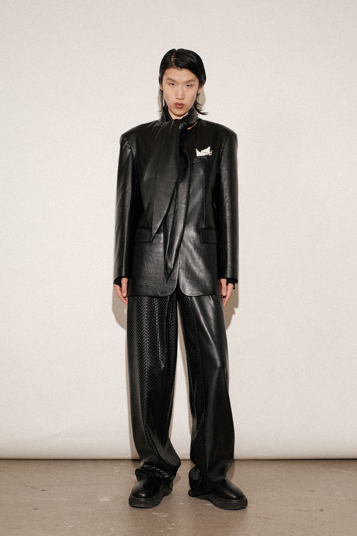 ZIMO Vegan Leather Scarf Blazer
