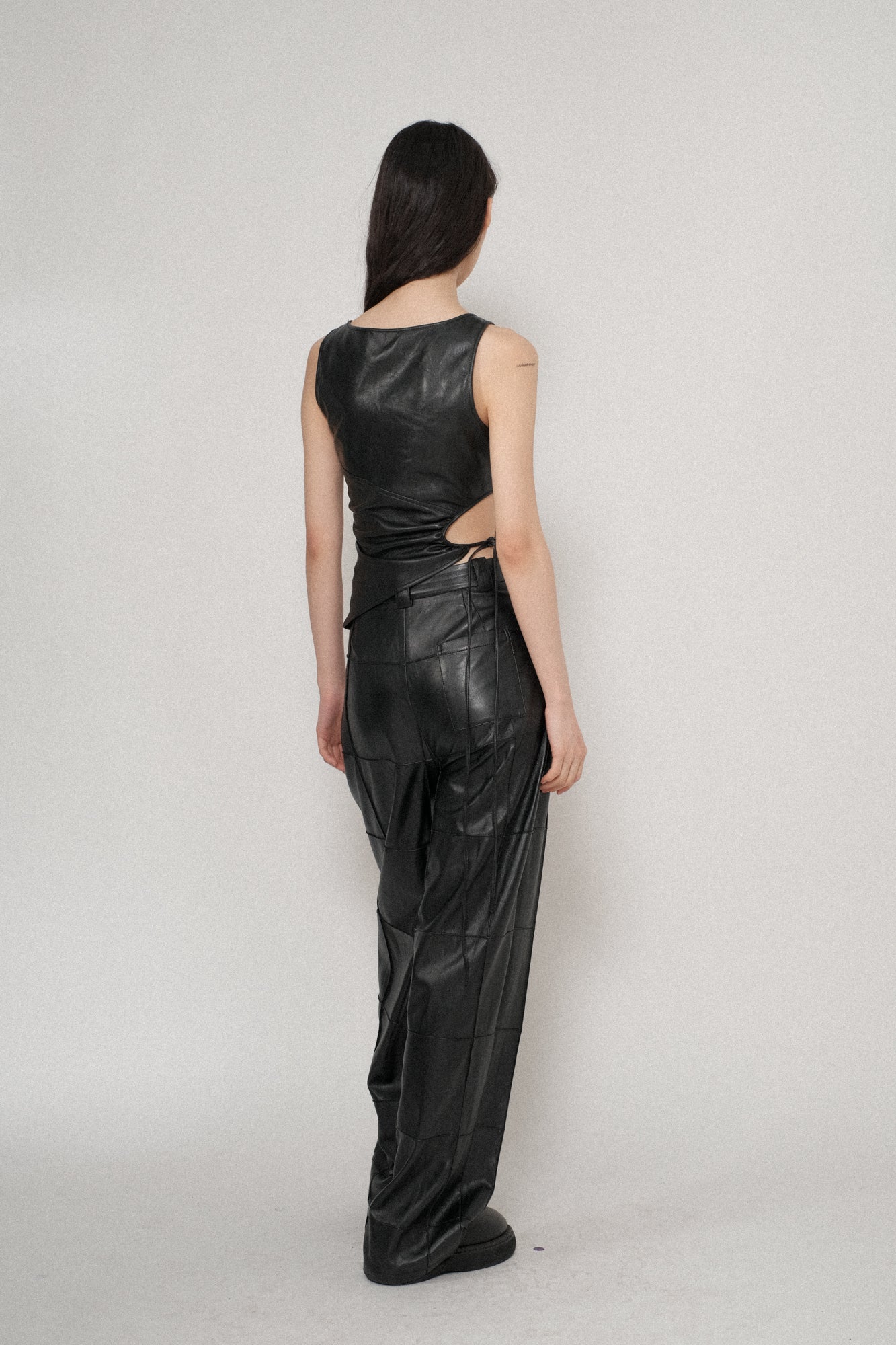 Vegan Leather Circled Top