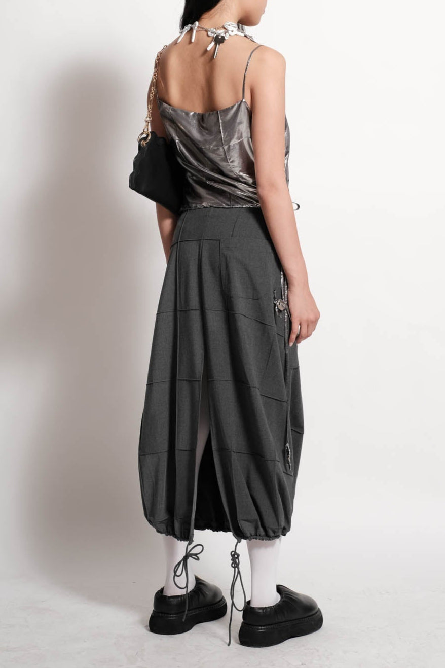 Double TR Shirred Pintuck Midi Skirt