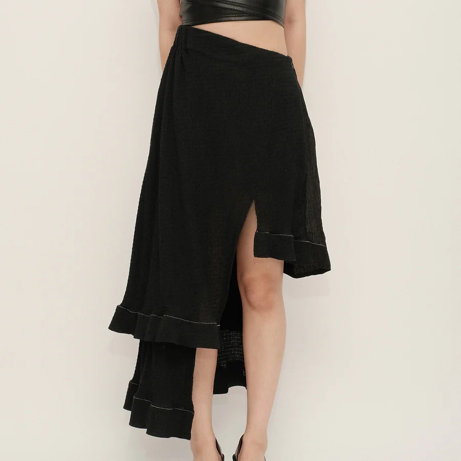 Asymmetric Ruffle Hem skirt