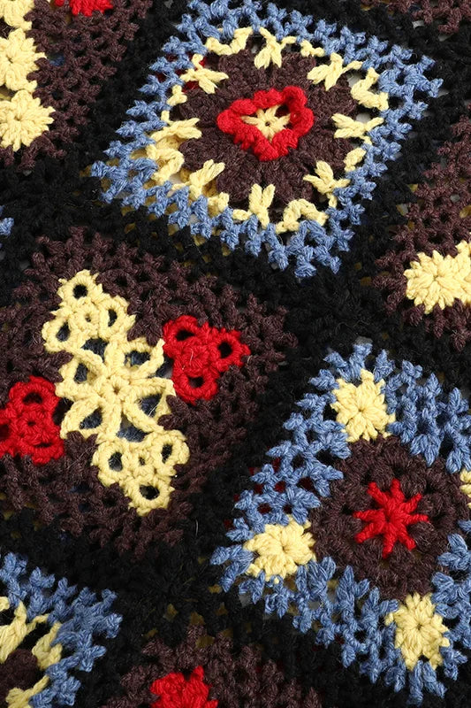 Floral Crochet V-Neck Vest