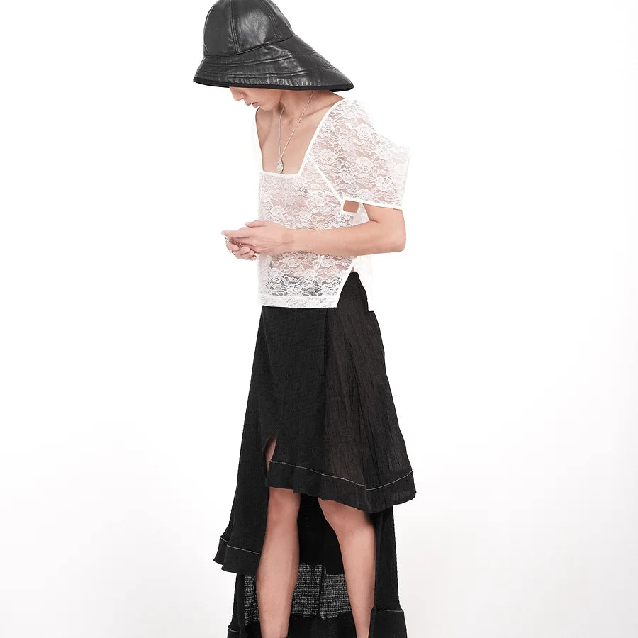 Asymmetric Ruffle Hem skirt