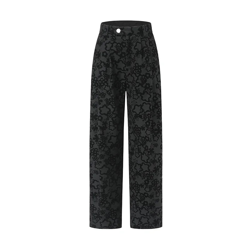 Floral Flocking Suiting Trousers