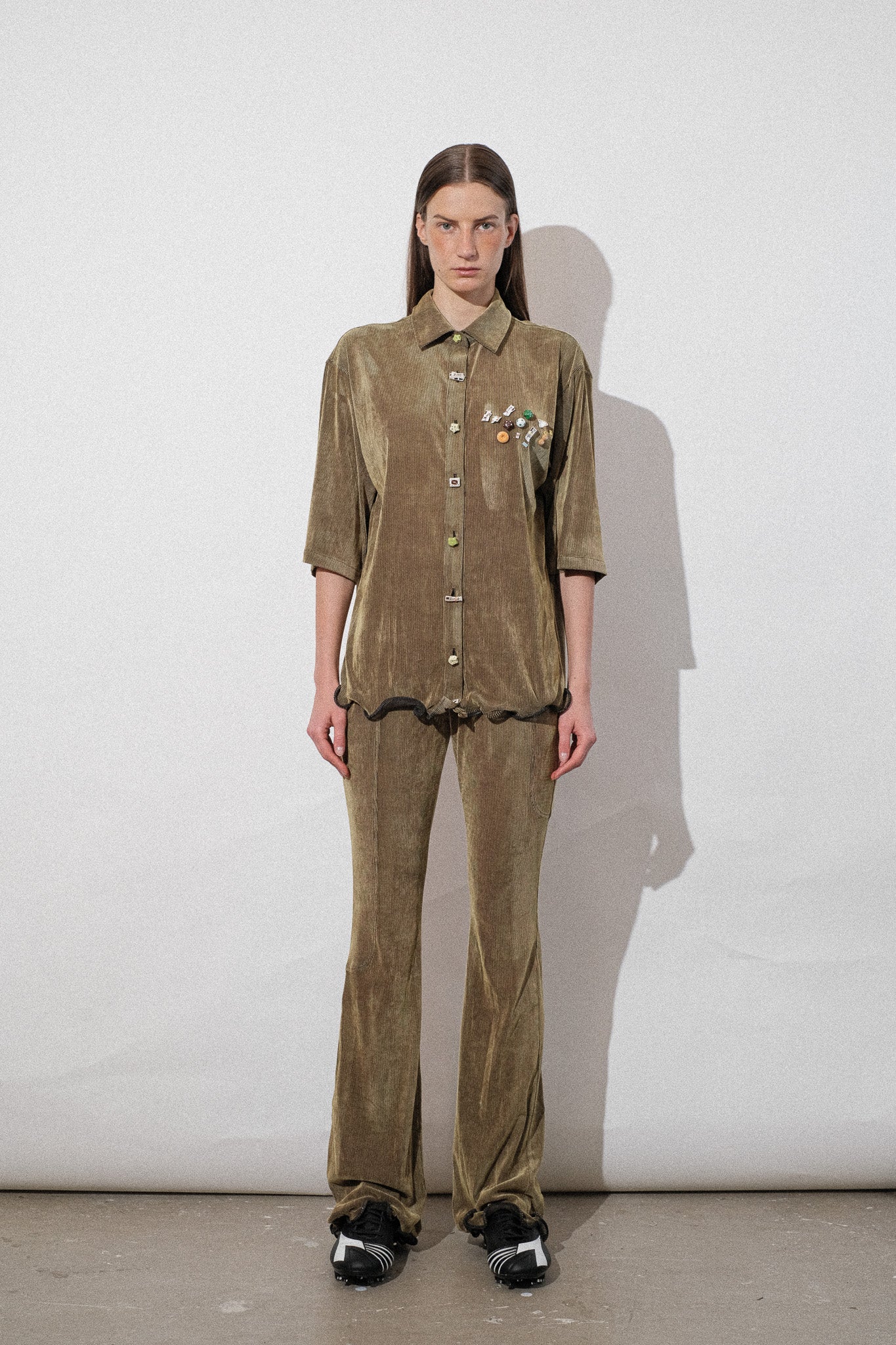 Coleman Skin Jersey Ruffle Hem Overshirt