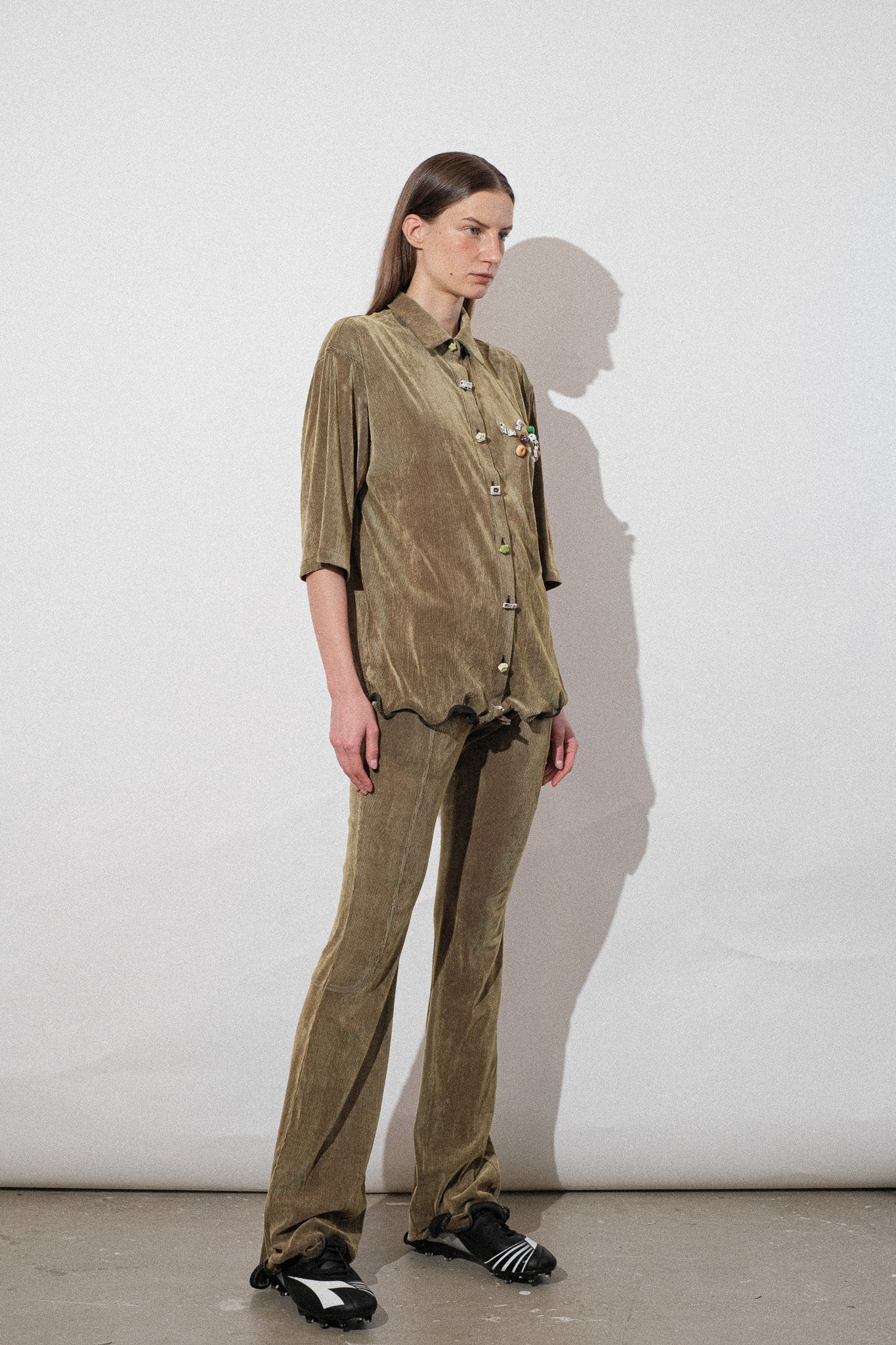 Coleman Skin Jersey Ruffle Hem Overshirt