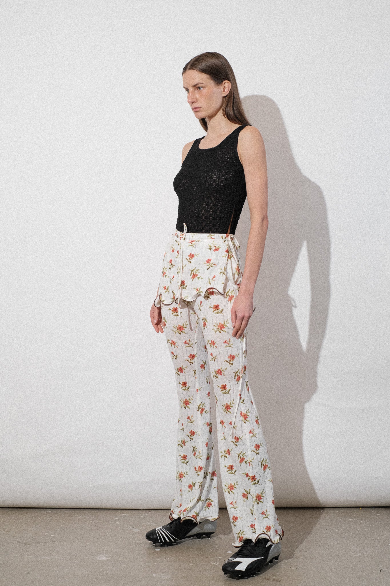 Floral Jersey Flap Ruffle Pants