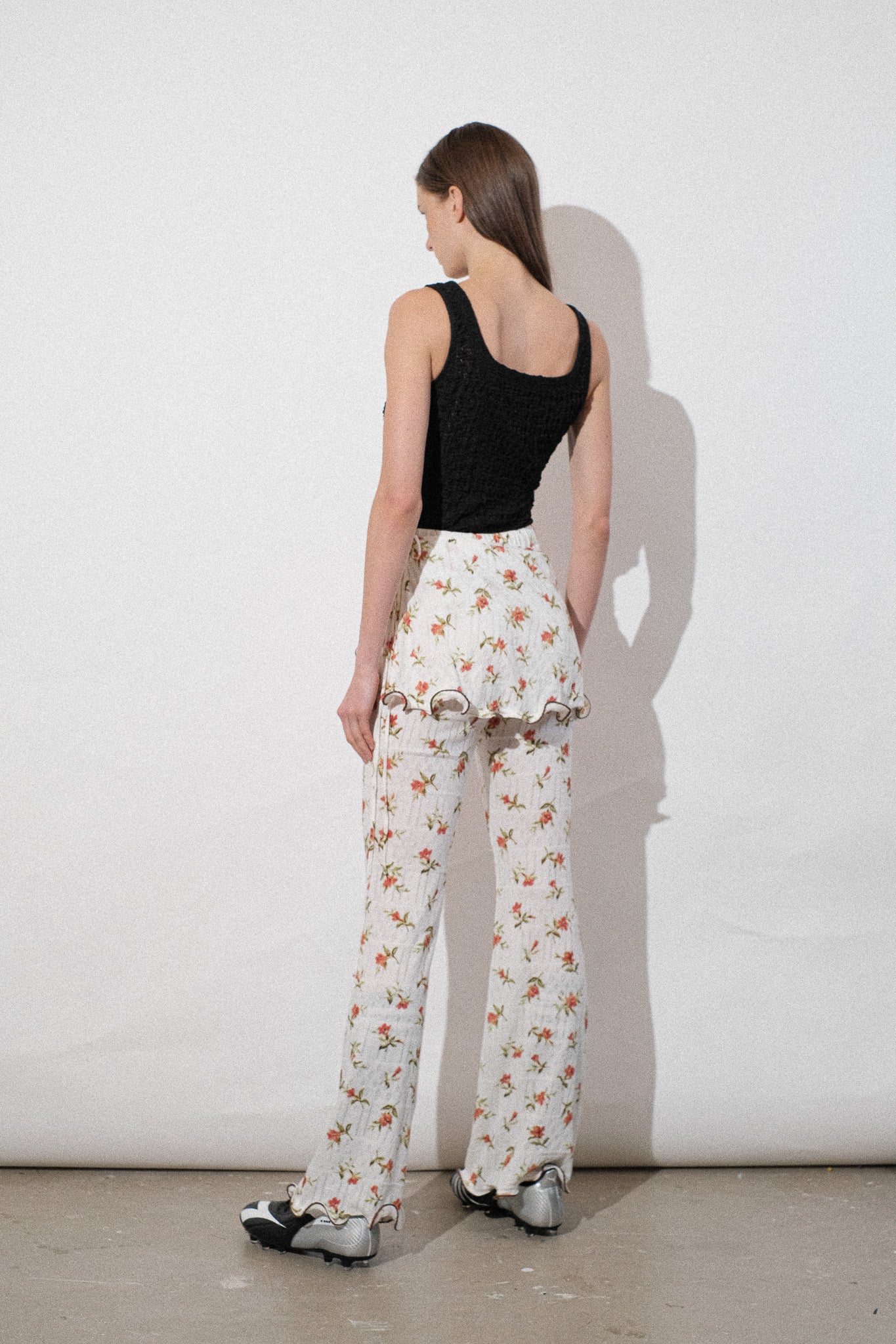 Floral Jersey Flap Ruffle Pants