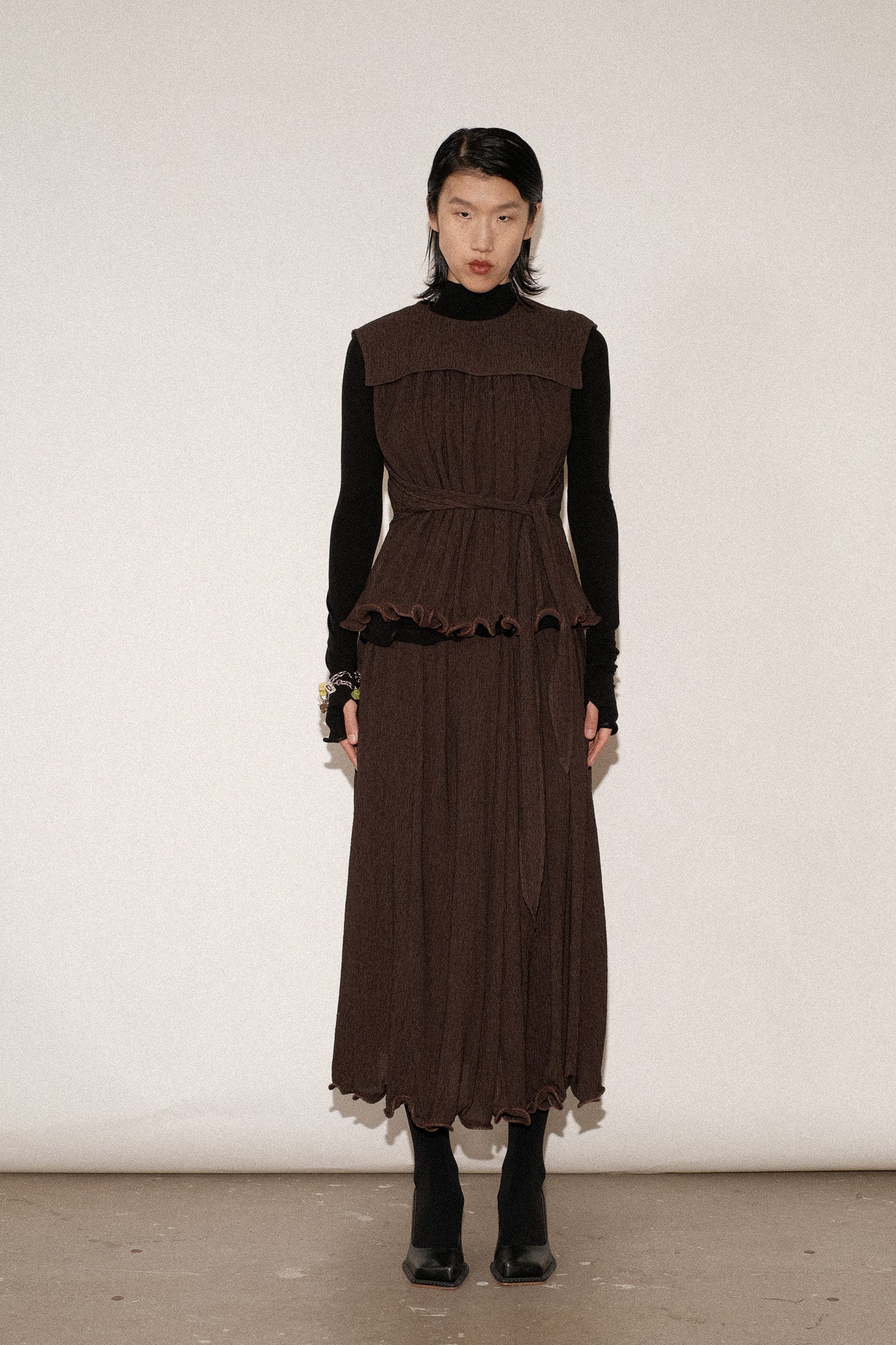 ZIMO Crinkle Lyocell Apron Tie Skirt