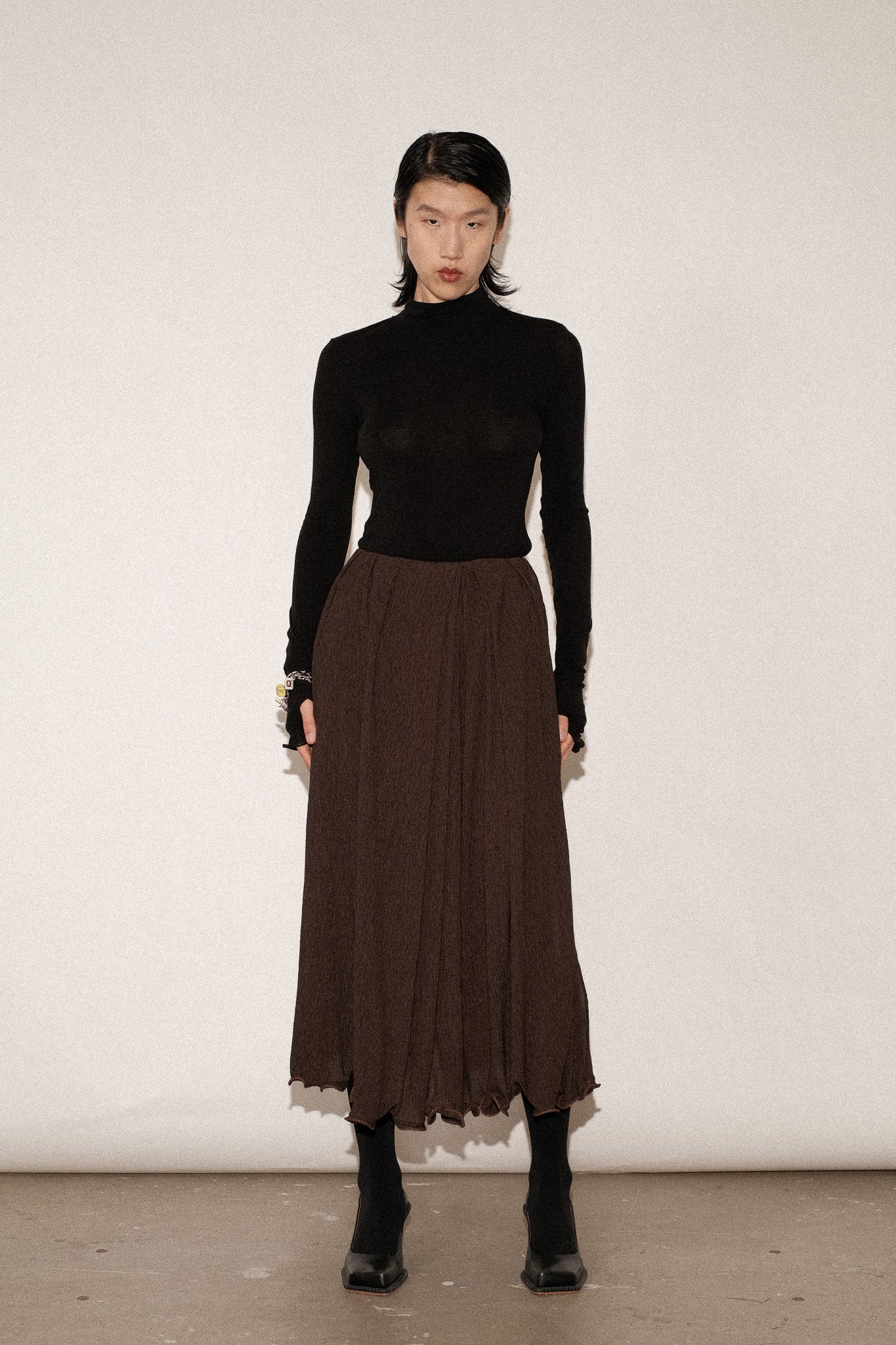ZIMO Crinkle Lyocell Apron Tie Skirt