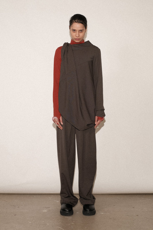 ZIMO Wool Suiting Twisted Wide Leg Pants