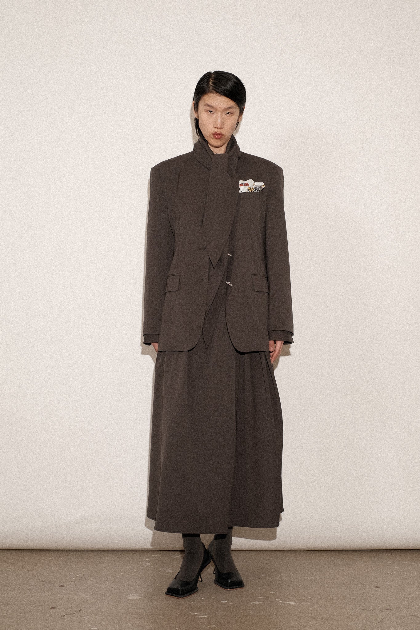 ZIMO Wool Suiting Scarf Blazer