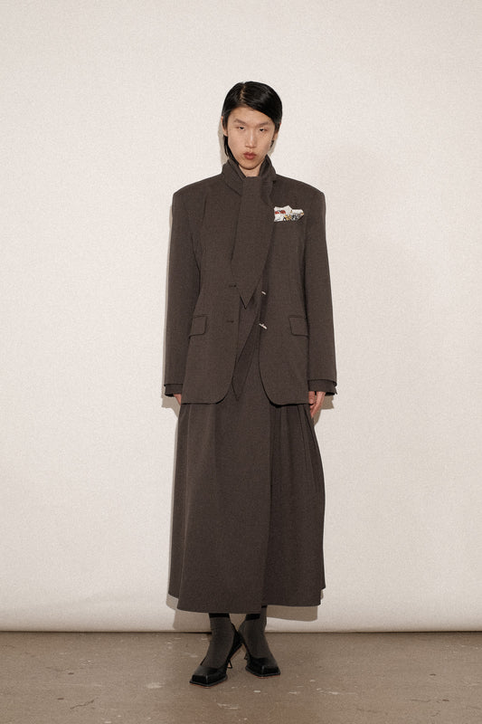 ZIMO Wool Suiting Scarf Blazer