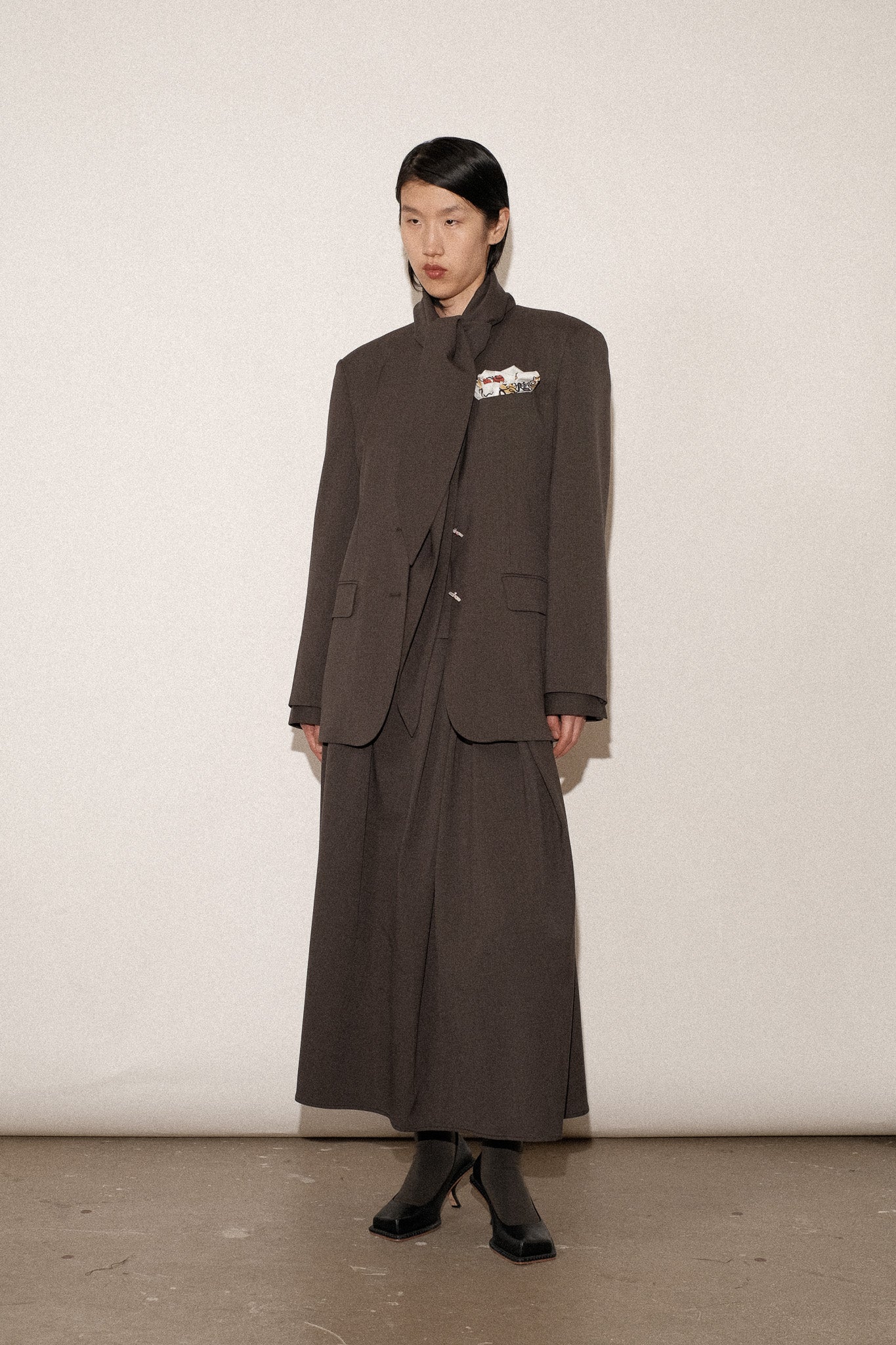 ZIMO Wool Suiting Scarf Blazer