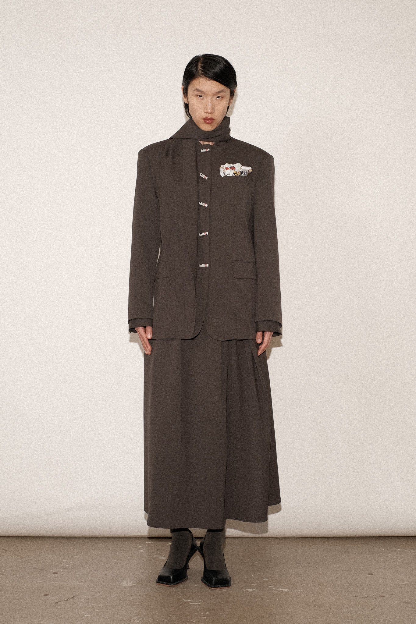 ZIMO Wool Suiting Scarf Blazer
