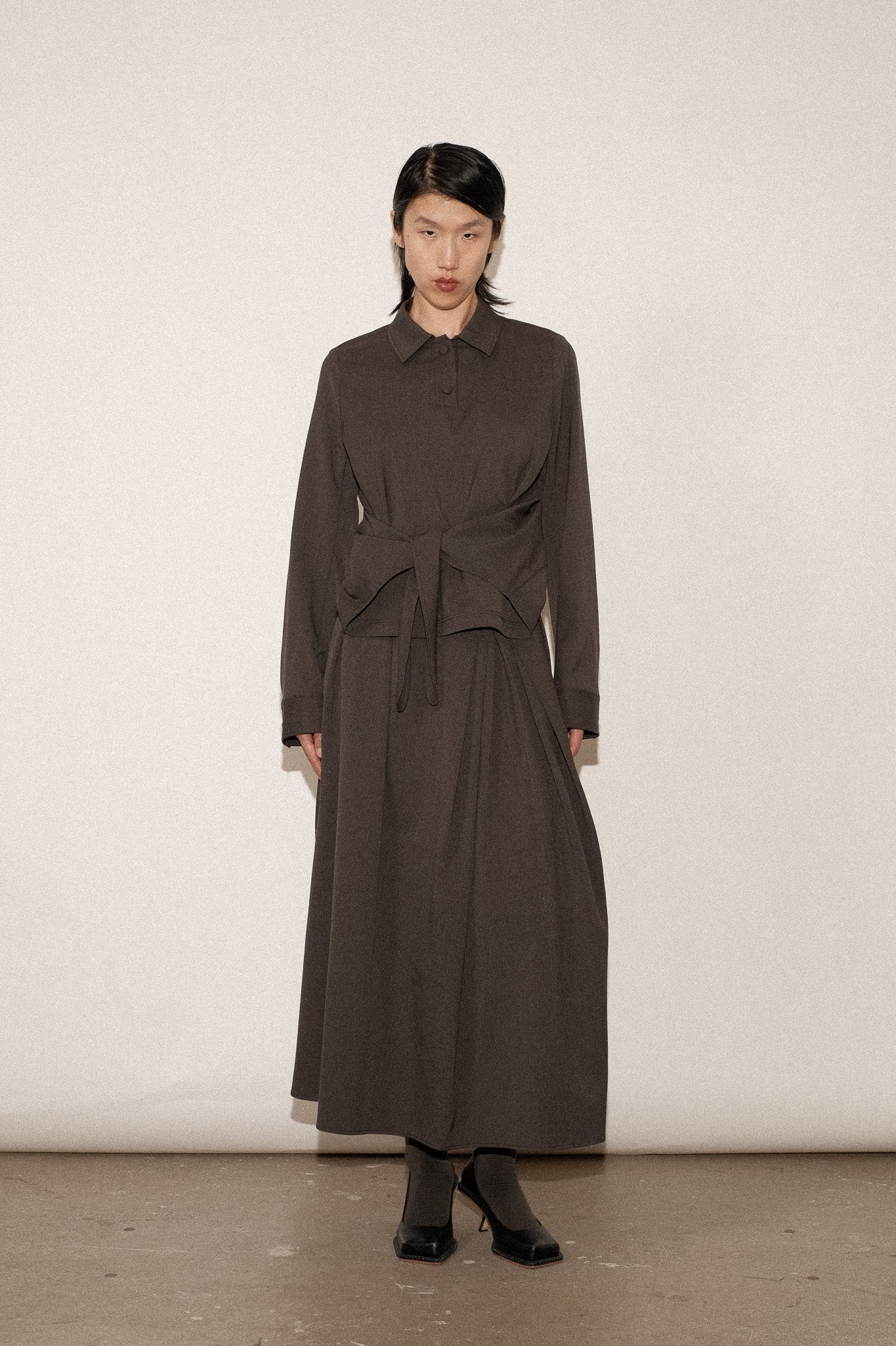 ZIMO Wool Suiting Apron Tie Skirt