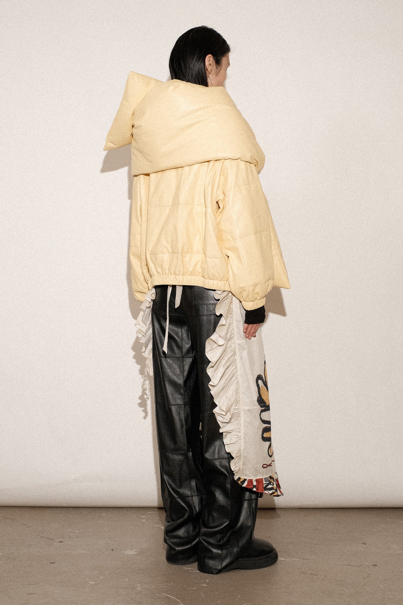 ZIMO Vegan Leather Scarf Puff Coat