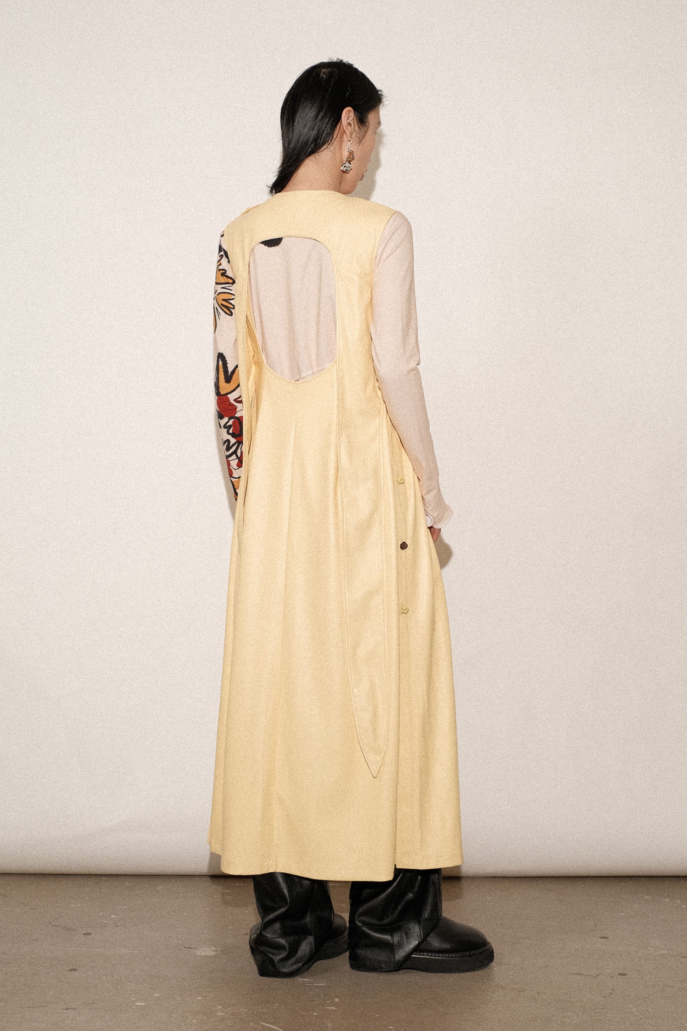 ZIMO Vegan Leather Apron Tie Dress
