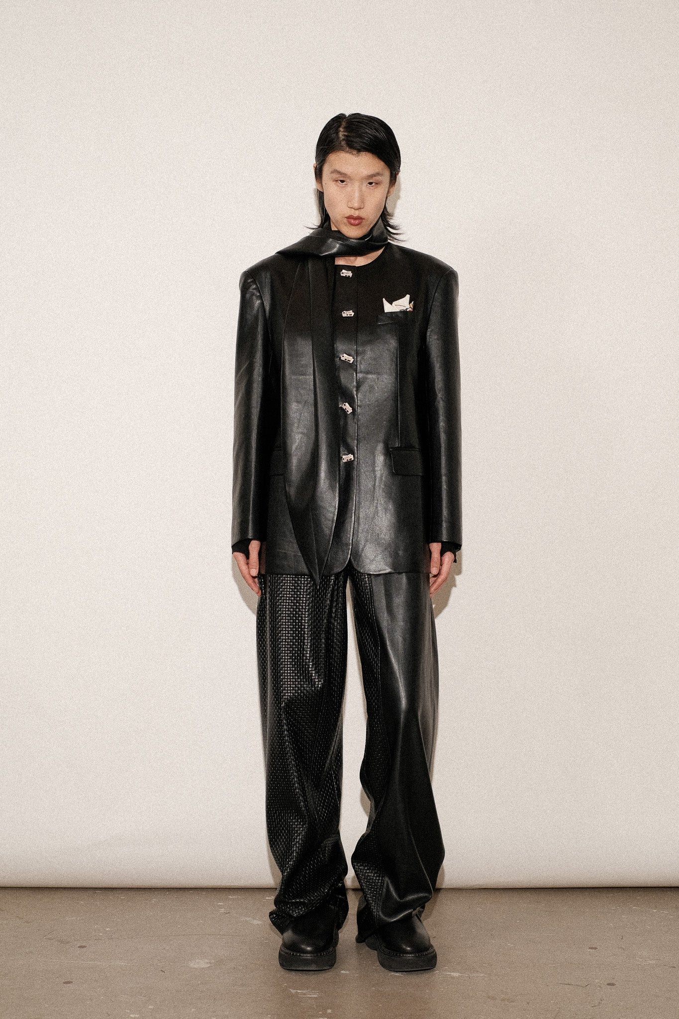 ZIMO Vegan Leather Scarf Blazer