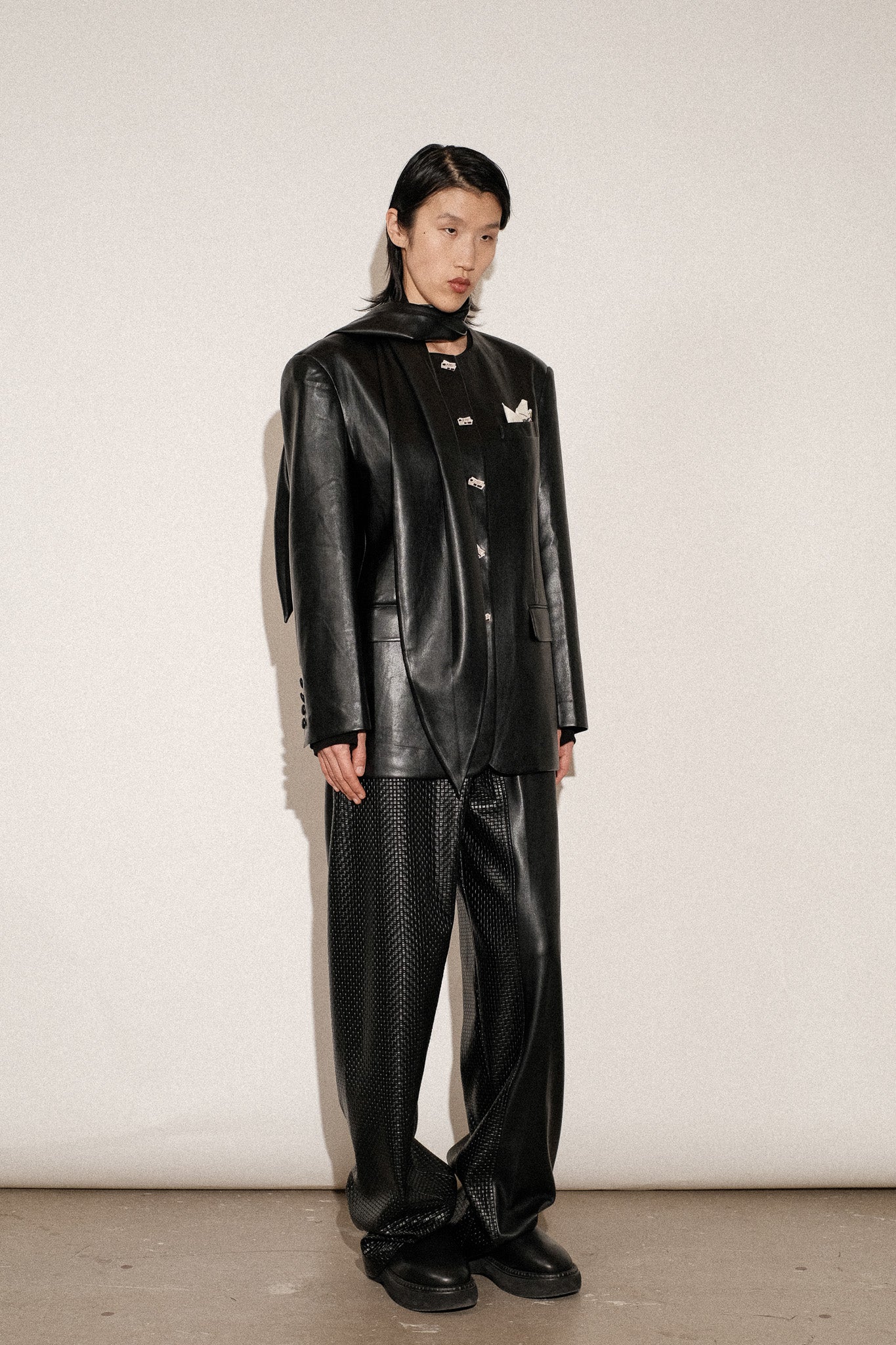 ZIMO Vegan Leather Scarf Blazer