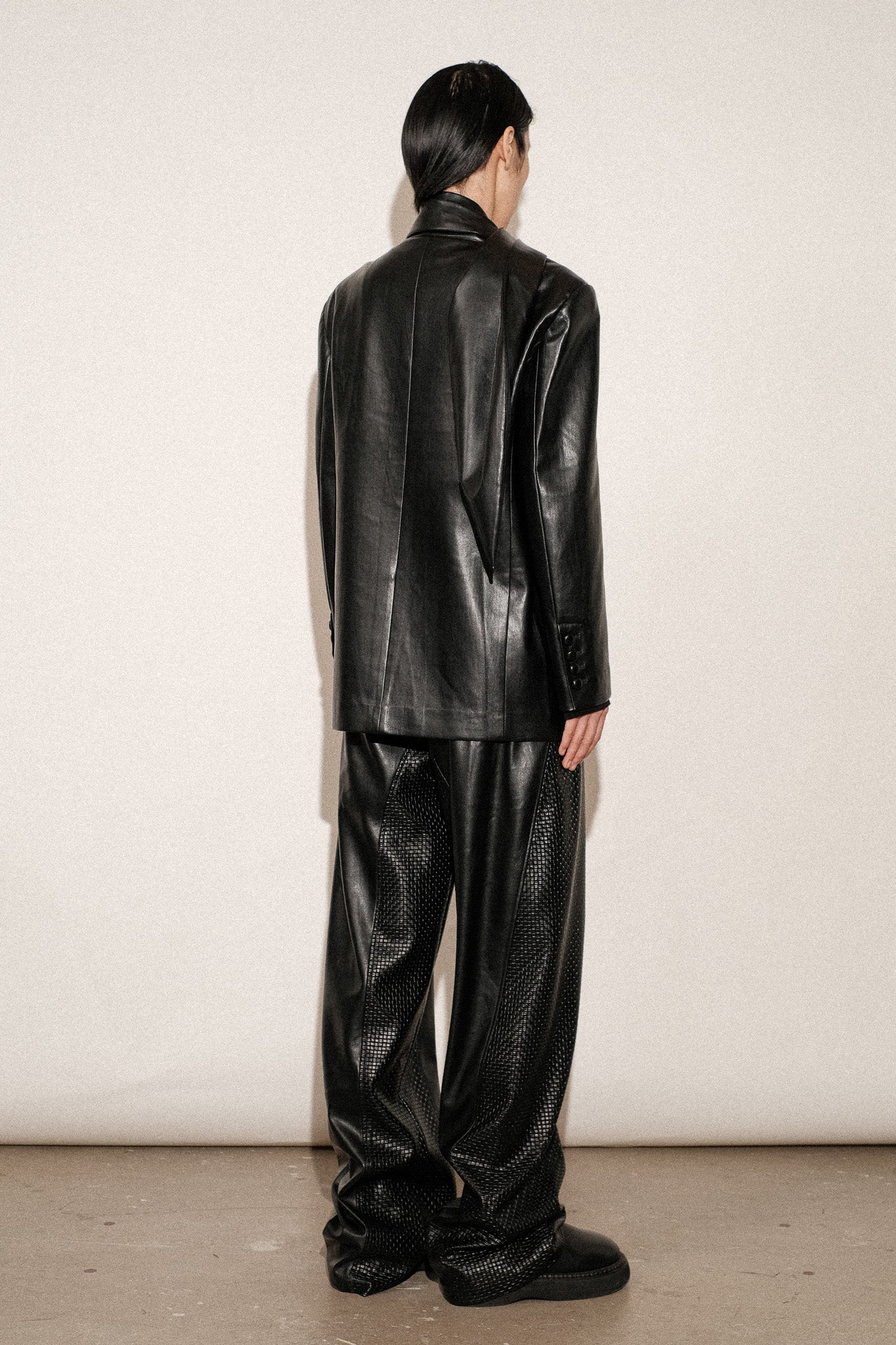 ZIMO Vegan Leather Scarf Blazer