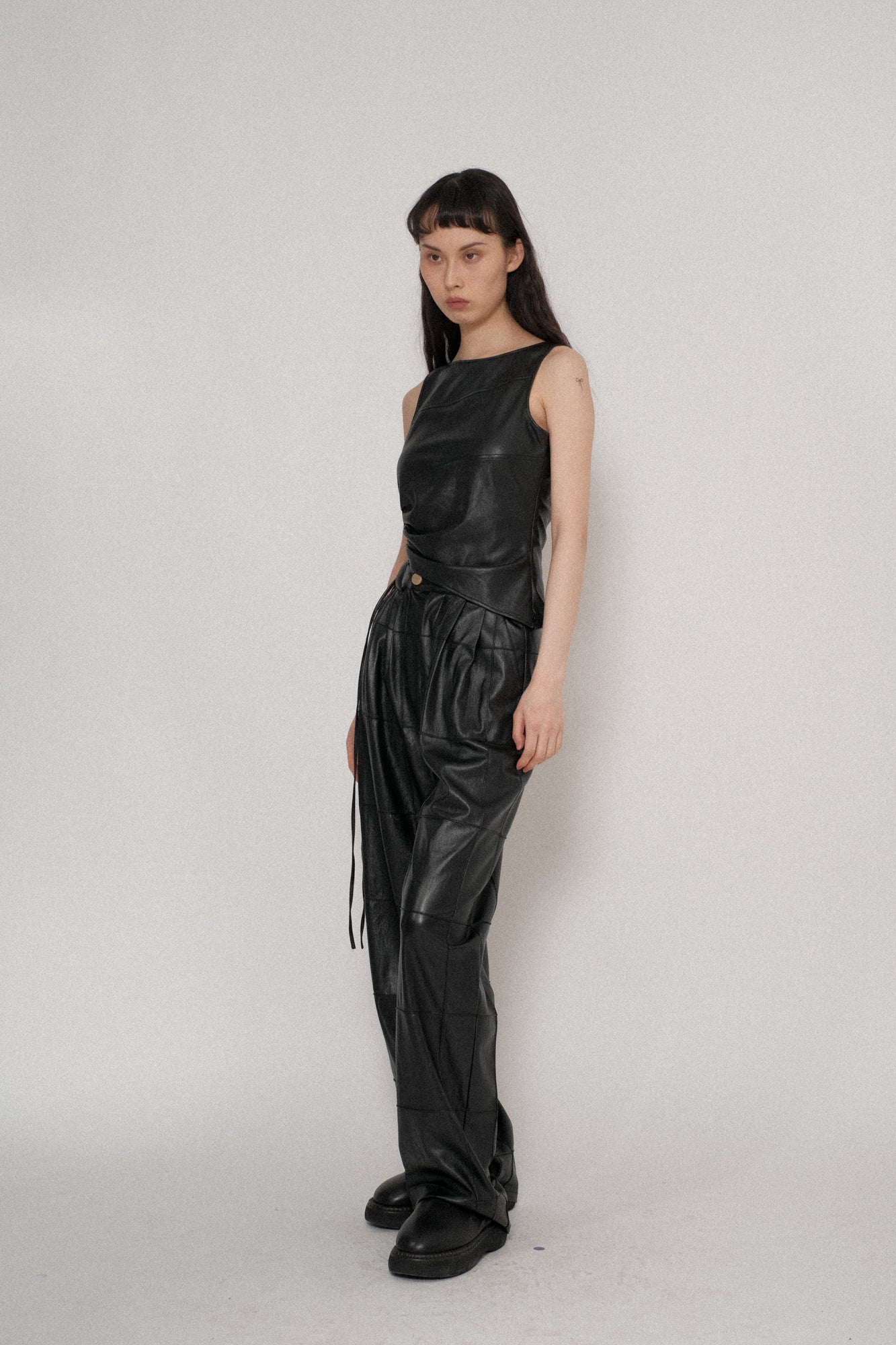 Vegan Leather Circled Top