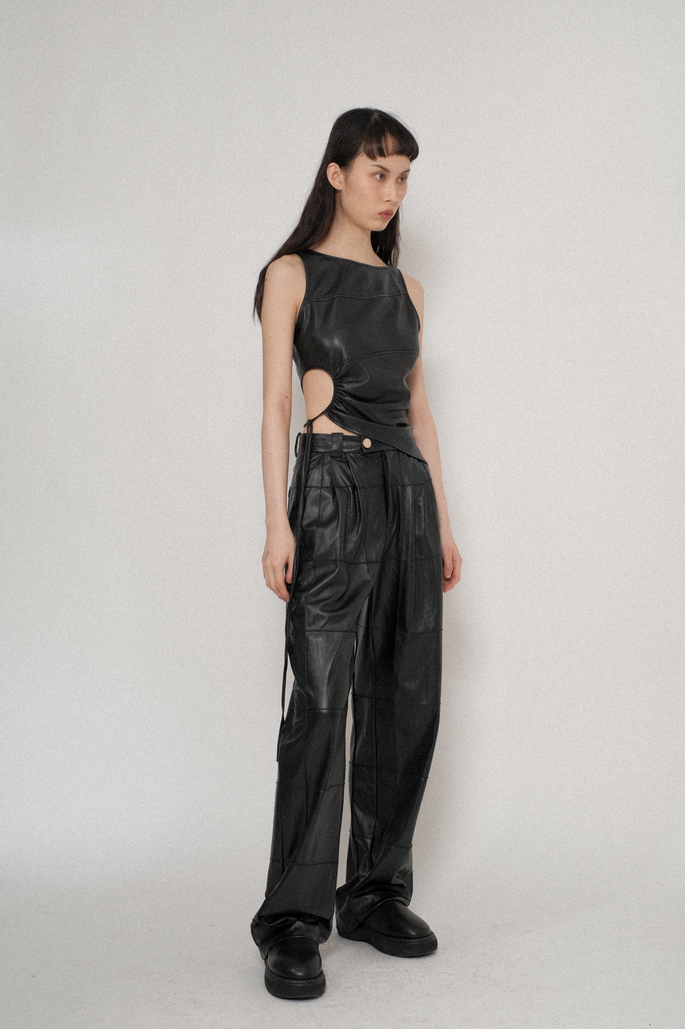 Vegan Leather Circled Top